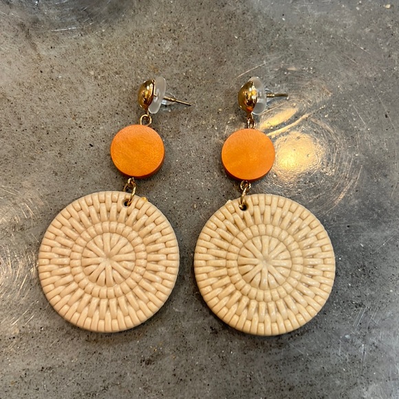 Jewelry - Beige and orange Wooden earrings